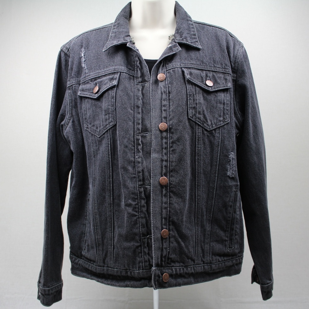 NWT MINKPINK Washed Black Denim Jacket